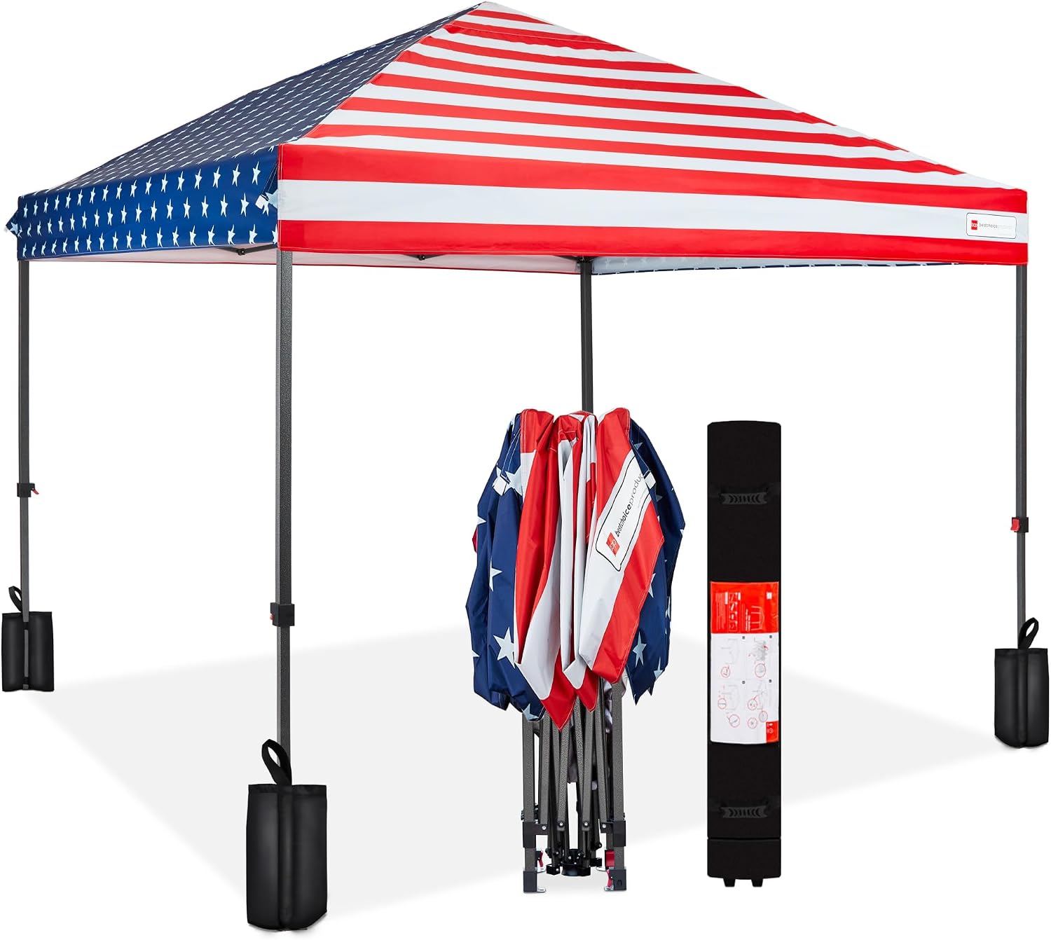 Best Choice Products 10x10ft Pop Up Canopy Tent, Outdoor Shade, 1 Person 1 Minute Set Up, Carry Case, 4 Weight Bags - White