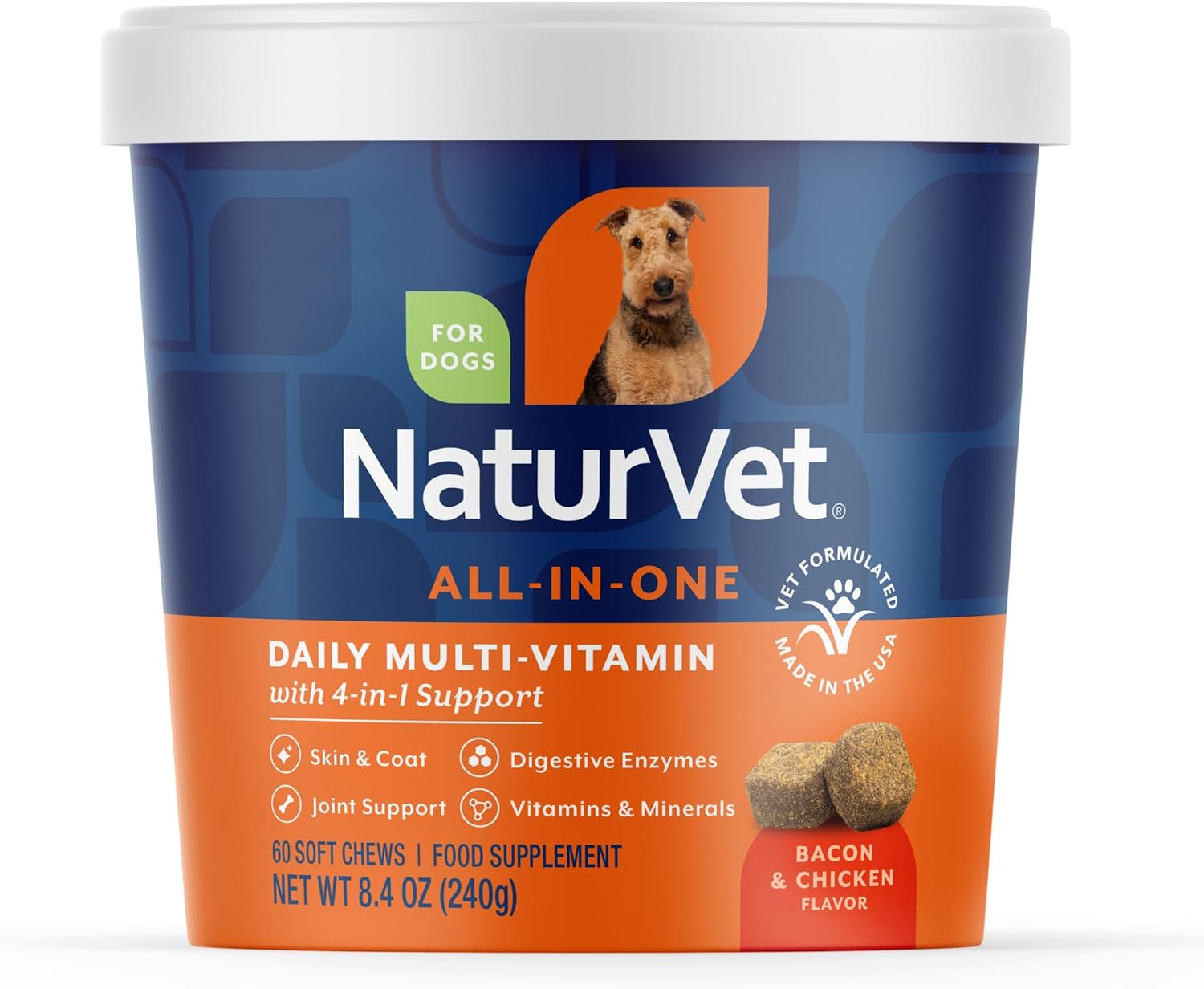 NaturVet All-in-One Cat & Dog Supplement Daily Multivitamin - 13 Oz Powder | Daily Multivitamin for Dogs & Cats - Supports Digestion, Skin & Coat with Omega-3, 6, 9 in a Wheat-Free Formula, 13 Oz Powder