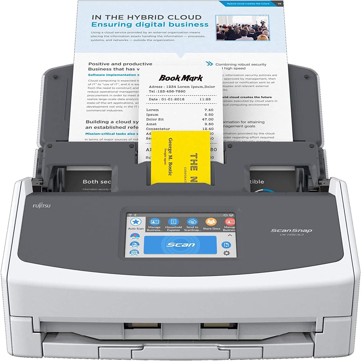 Fujitsu ScanSnap iX1500 Color Duplex Document Scanner with Touch Screen for Mac and PC [Current Model, 2018 Release] (Renewed)