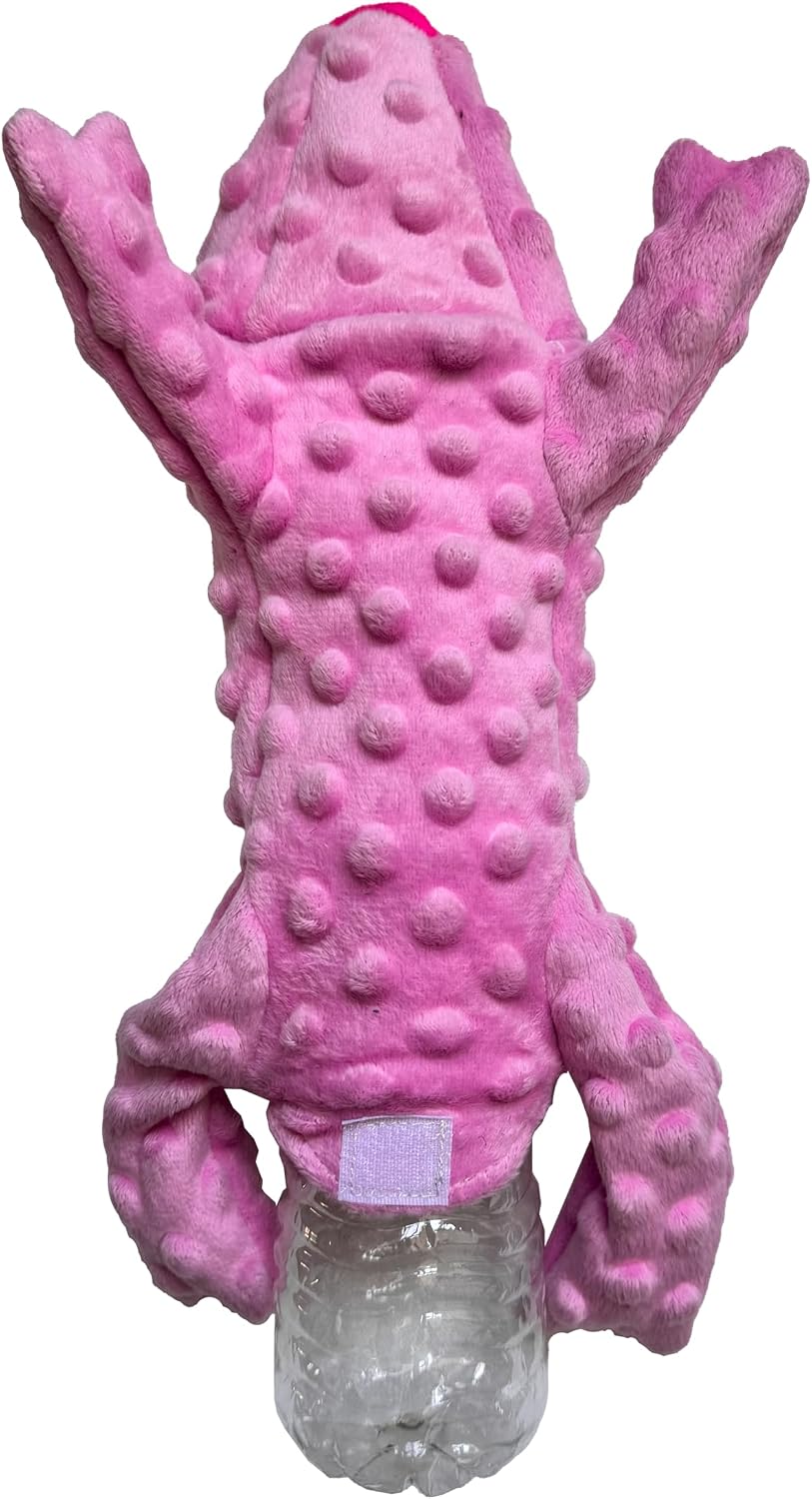 SPOT Skinneeez Extreme Stuffers Frog - Stuffing Free Dog Toy With Squeaker & Rip Stop Mesh Lining for Durability - Insert Plastic Bottle for Extra Crunch, For Small to Medium Puppies & Dogs - 14in
