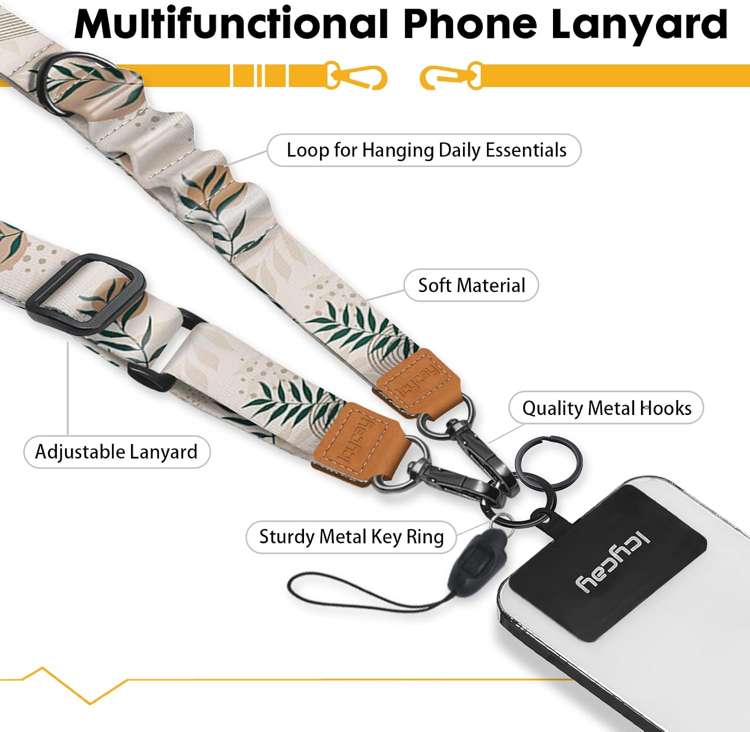 Icycay Phone Lanyard Crossbody Strap Neck Adjustable Teacher Women Cat
