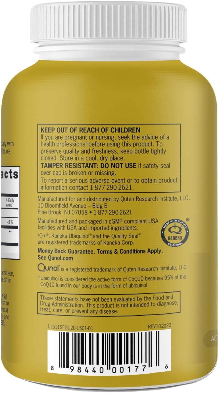 Qunol Ubiquinol 100mg, Powerful Antioxidant for Heart Health, 120 Softgels | #1 Cardiologist Recommended Supplement for Heart Health, Coenzyme Q10 Supplement to support Vascular Health & Cellular Energy