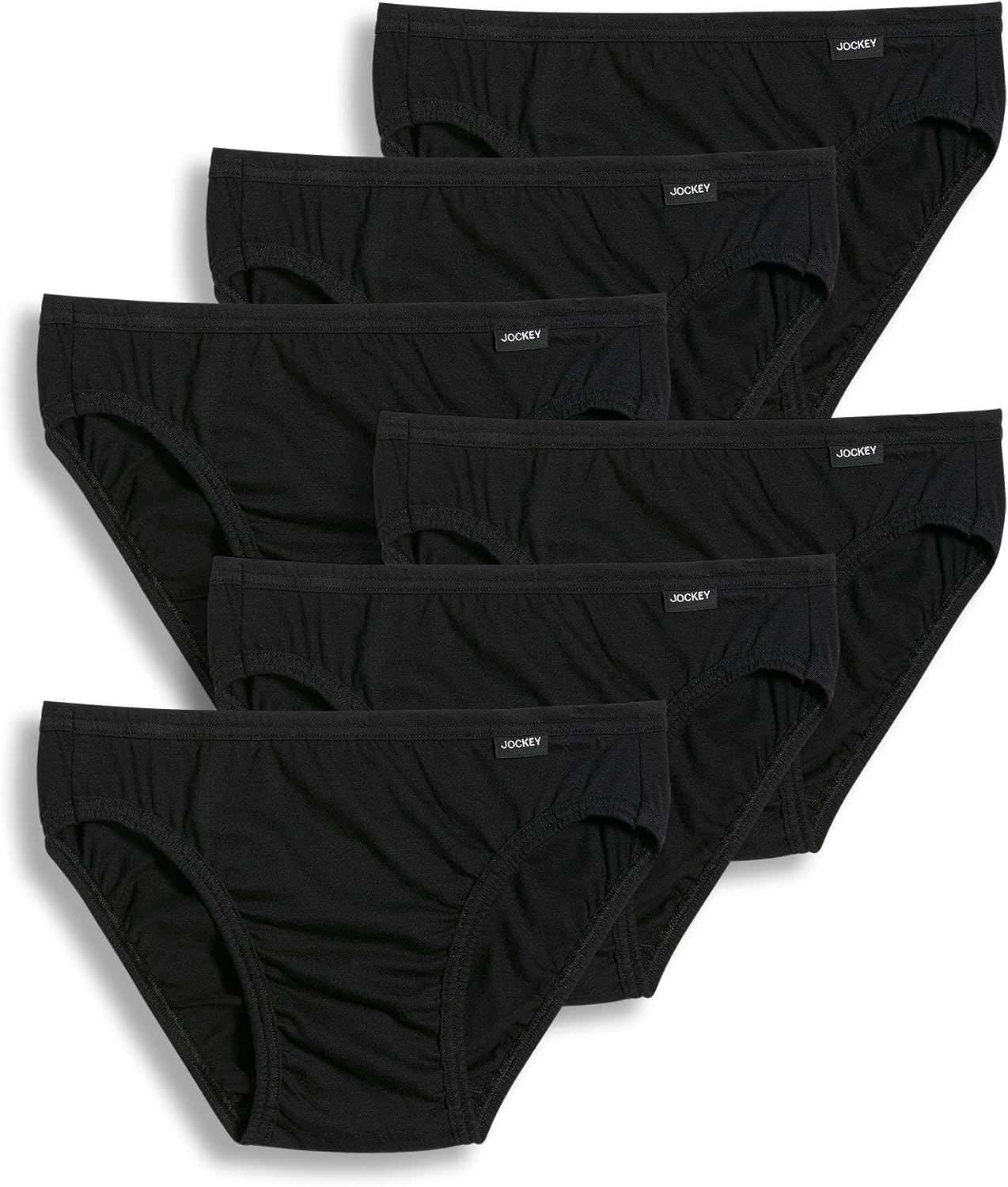Jockey Men's Underwear Elance Bikini - 6 Pack, Black, M