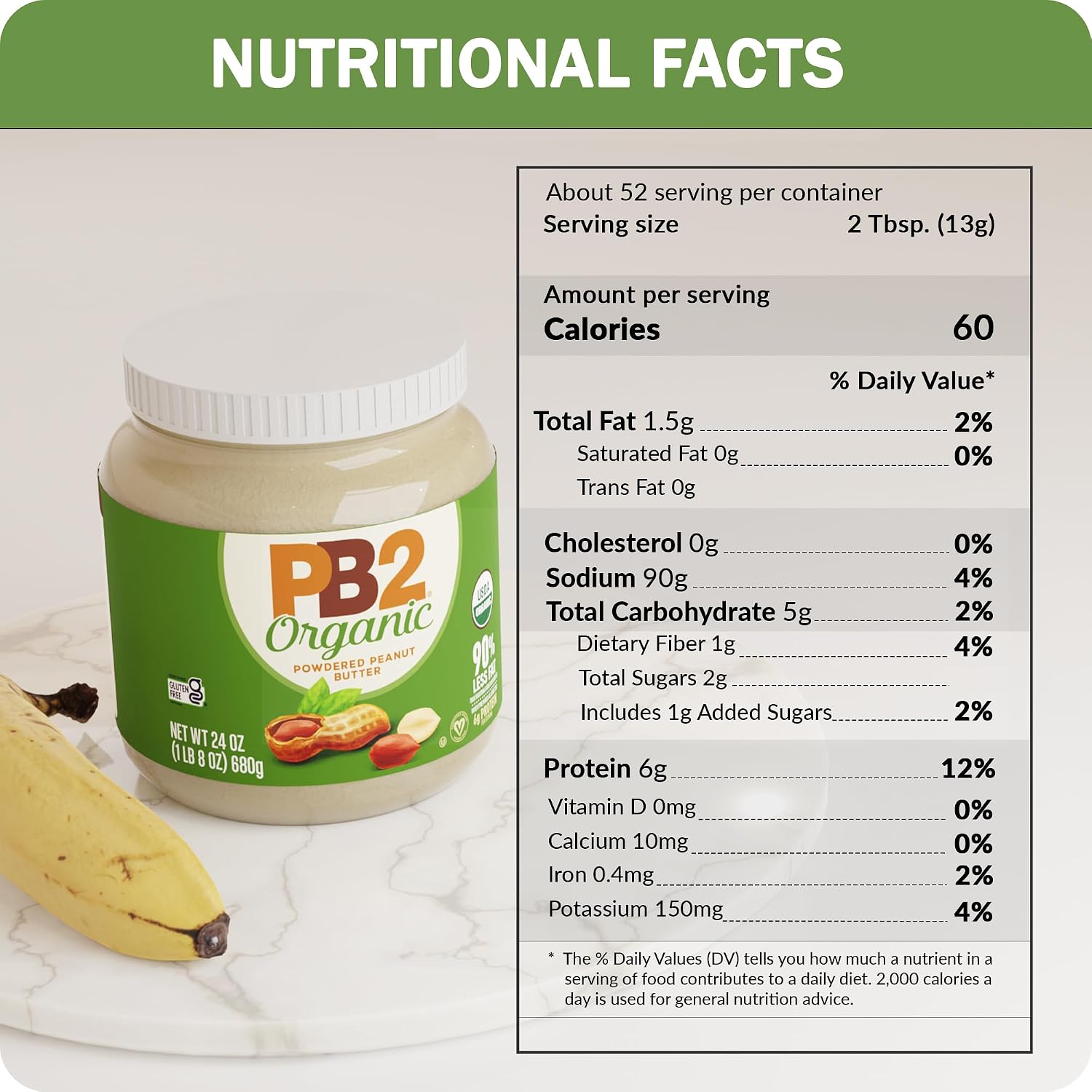 PB2 6.5oz Organic Powdered Peanut Butter - USDA Organic Certified, Non-GMO Project Verified, Gluten-Free