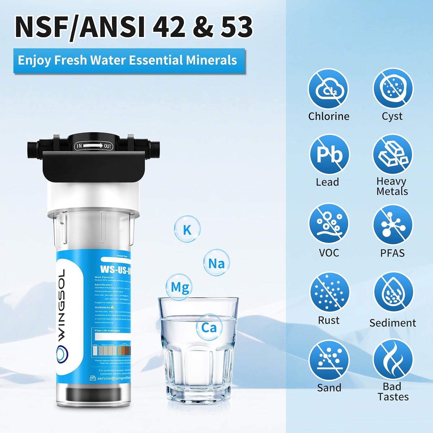 WINGSOL Advanced Replacement Filter Cartridge for Under Sink Water Filter Compatibel with: WS-US-001 Advanced, WS-US-001 Basic, WS-US-001 Advanced (F)
