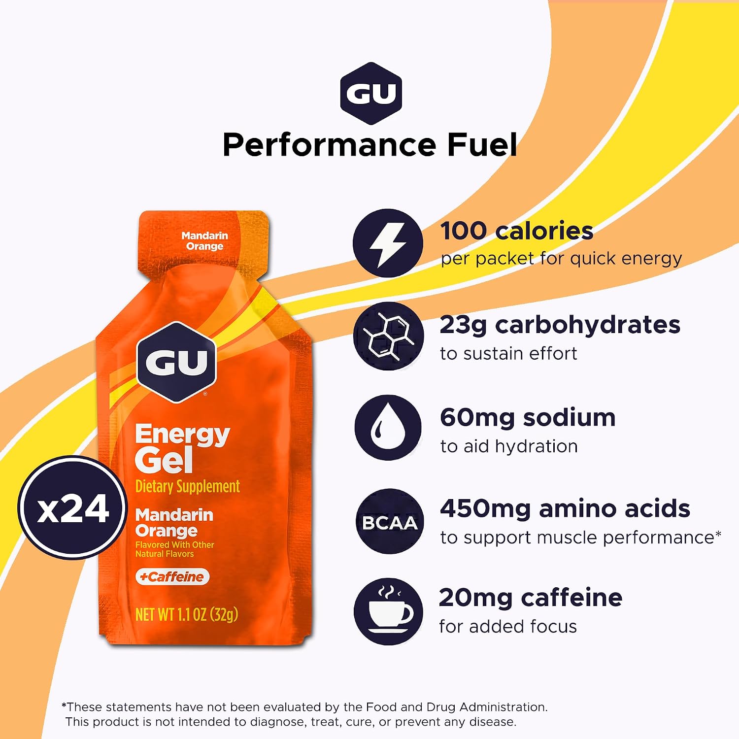 GU Energy Original Sports Nutrition Energy Gel, Vegan and Dairy-Free On-the-Go Energy for Any Workout, Vanilla Bean, 8-Count