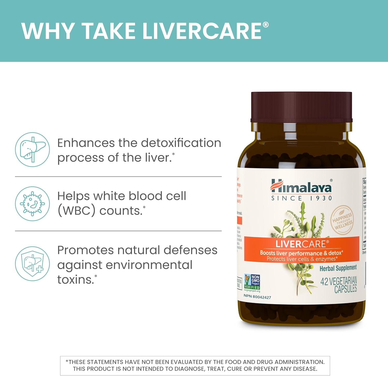 Himalaya LiverCare for Total Liver Support, Cleanse and Detox, Protects Cells & Enzymes, 375 mg, 180 Capsules, 90 Day Supply | Promotes Liver Detox