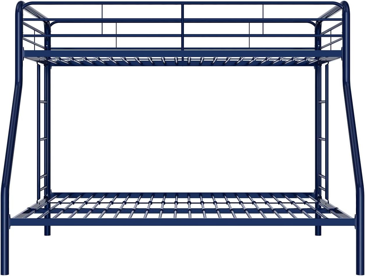 DHP Twin-Over-Futon Convertible Couch and Bed with Metal Frame, Ladder and Guardrails - Black