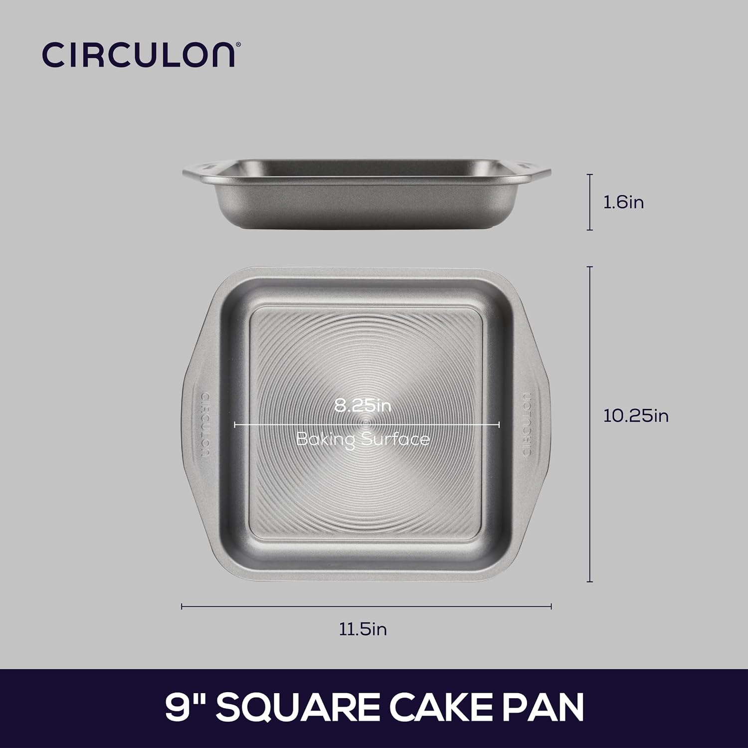 Circulon Total Nonstick Baking Pan / Nonstick Cake Pan, Round - 9 Inch, Gray