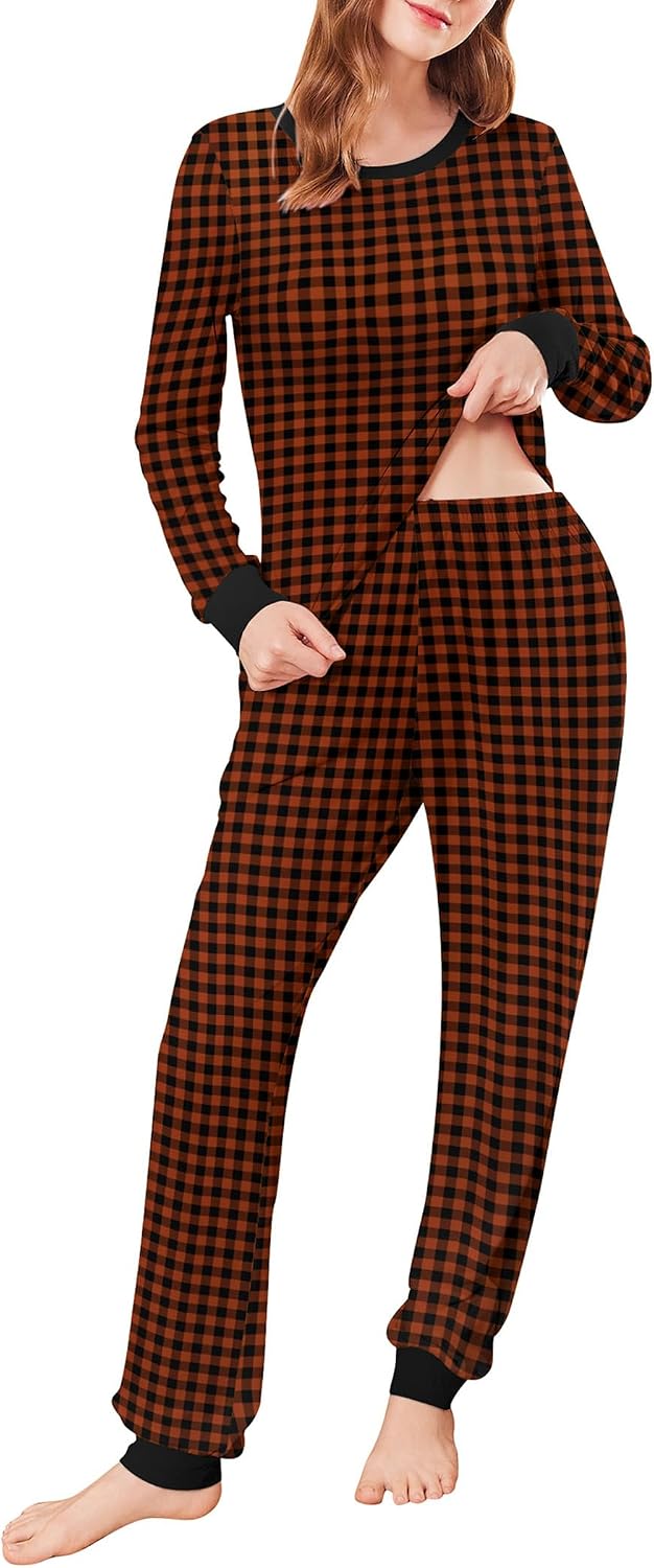 Ekouaer Womens Pajamas Sets Long Sleeve Tops with Jogger Pants
