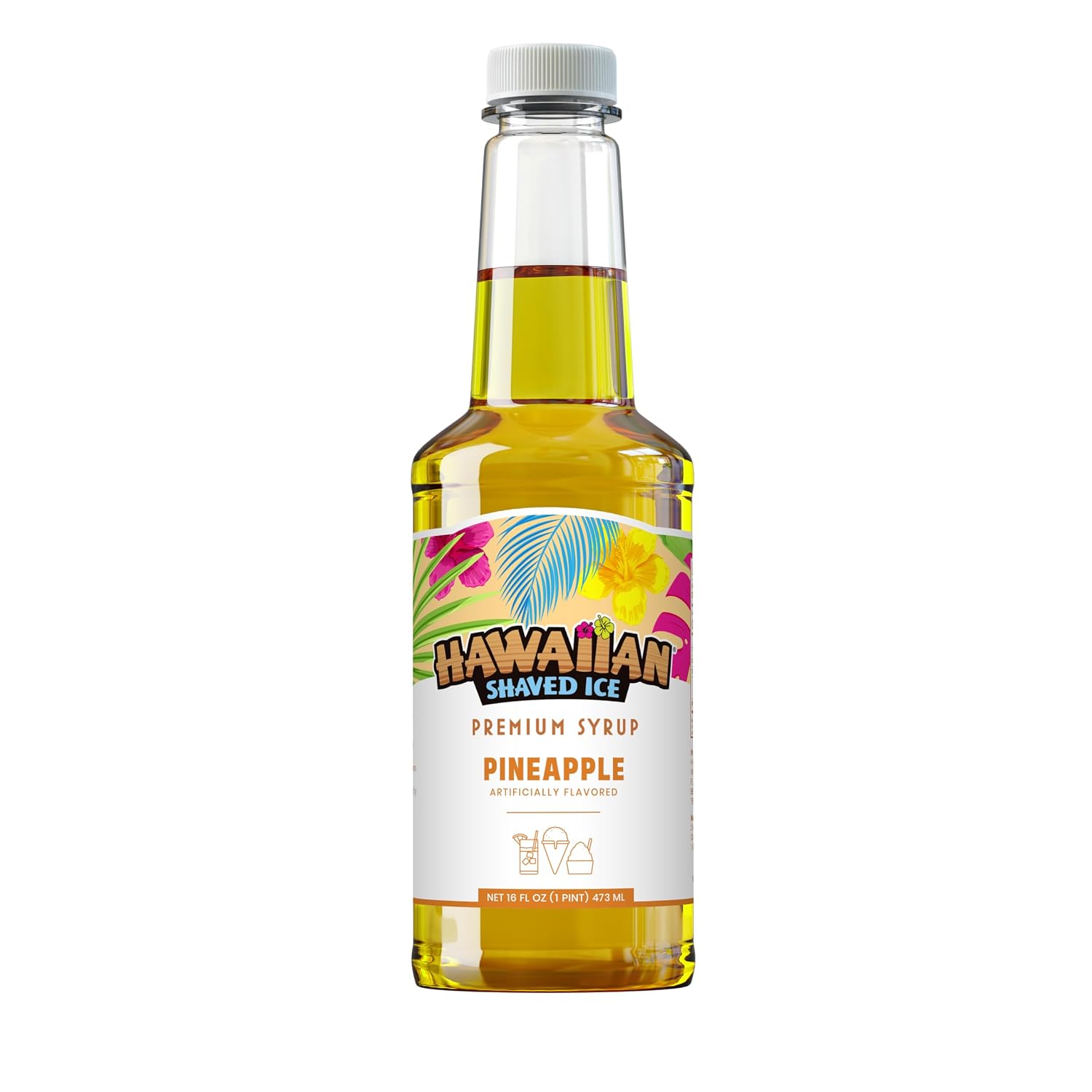Hawaiian Shaved Ice Blue Raspberry Syrup - Made Nut Soy Dairy Free in the USA - Flavor Fluffy Shaved & Crunchy Snow Cone - Shelf Stable After Opening - Makes 8 Servings - 16 ounces