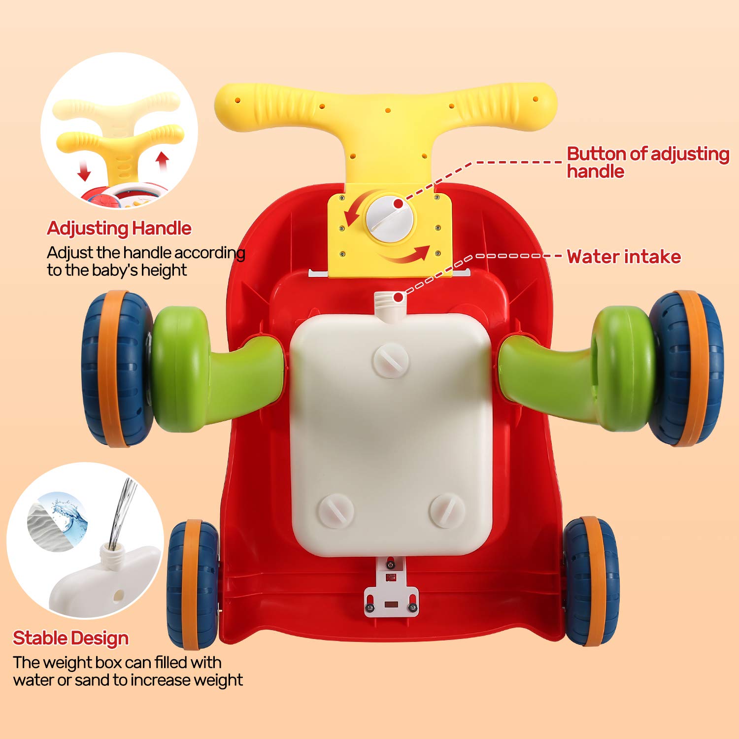 CUTE STONE Sit to Stand Learning Walker, 2 in 1 Baby Push Walker, Early Educational Child Activity Center, Multifunctional Removable Play Panel