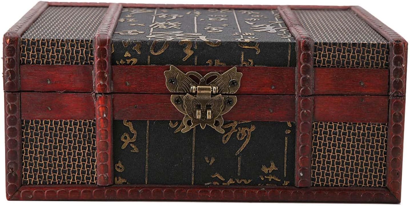 9.1x6.3x3.9 in Vintage Box Treasure Wooden Box Jewelry Boxes | Chinese Vintage Box for Storing Books Bibles Documents Jewelry