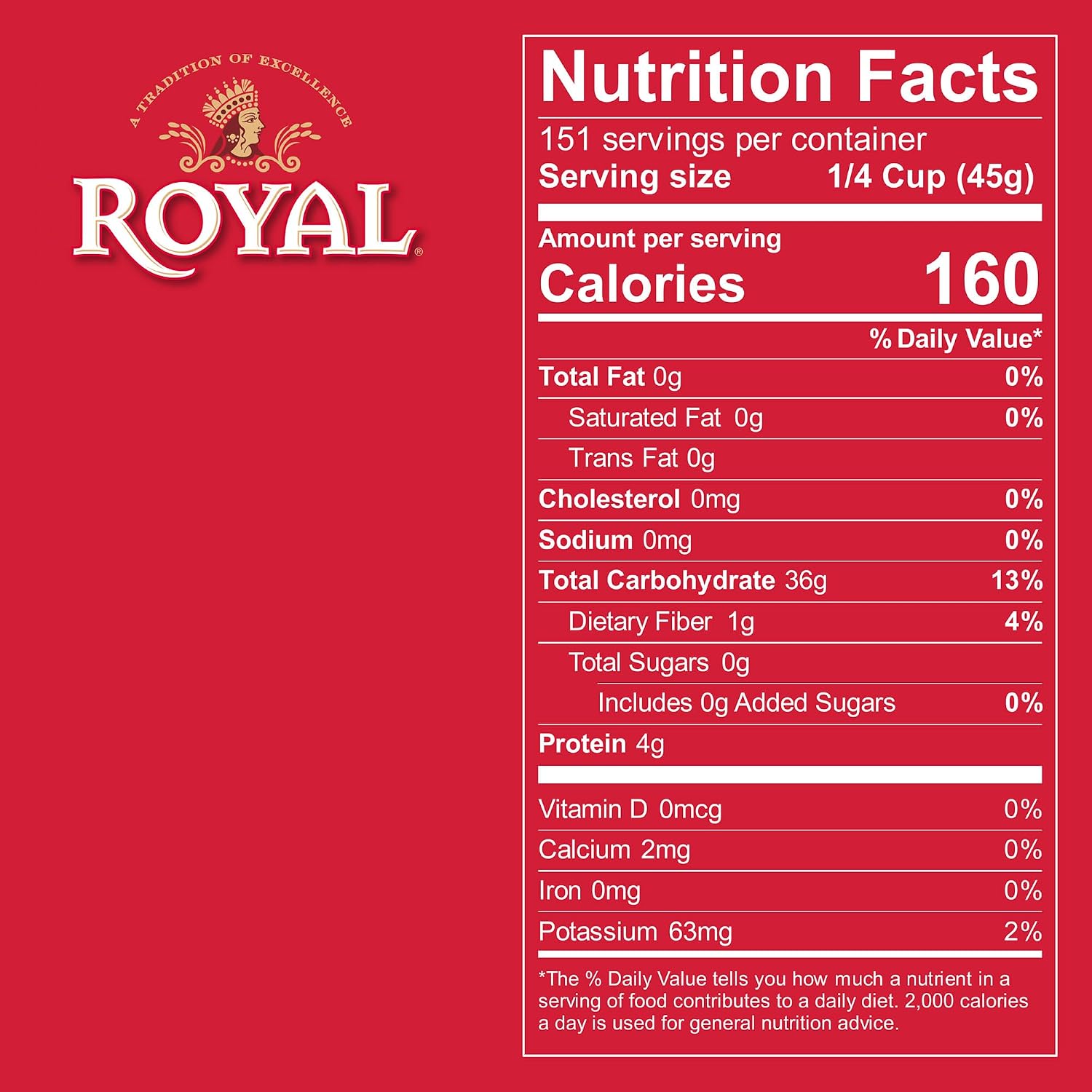 Authentic Royal - Naturally Aged Long Grain Indian White Basmati Rice - 20 Pound