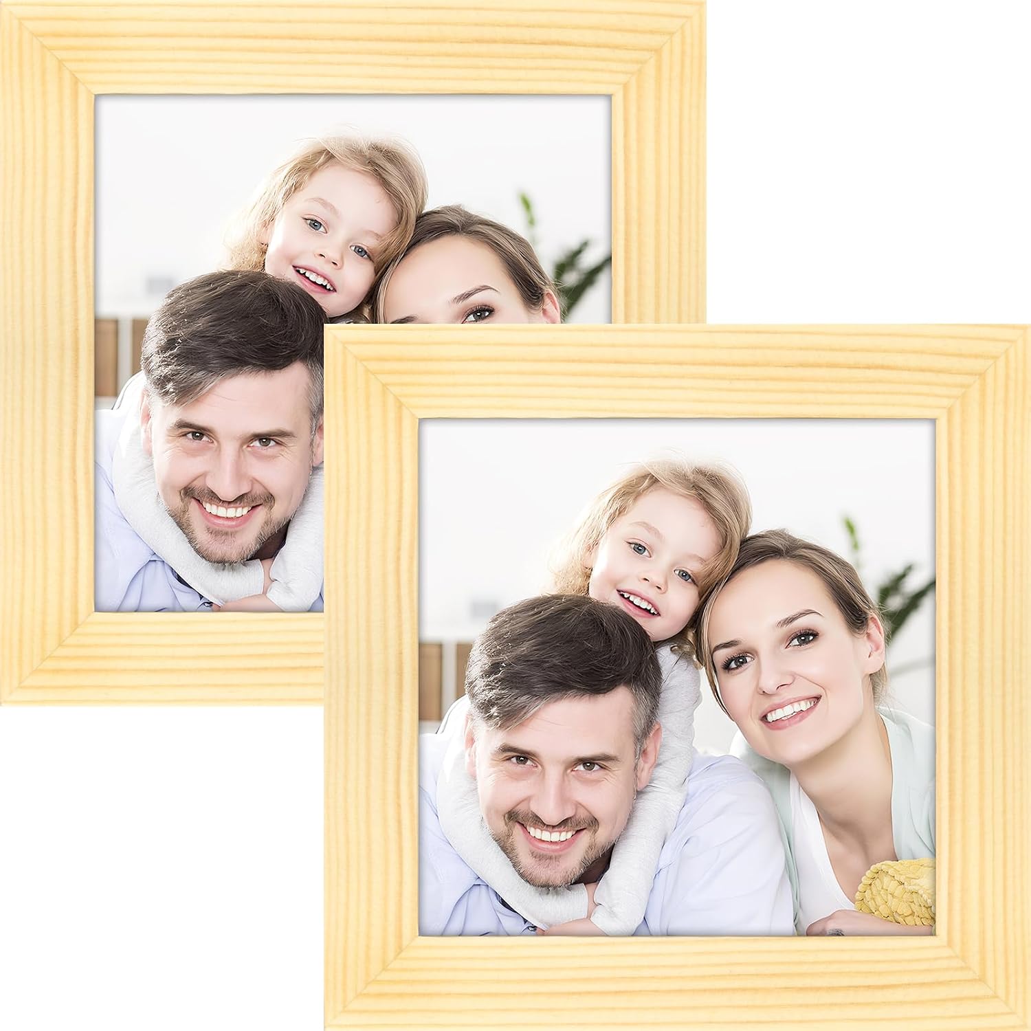 Picture Frames 8x8 2 Pack Made of Solid Wood Black for Wall Mounting and Tabletop Display