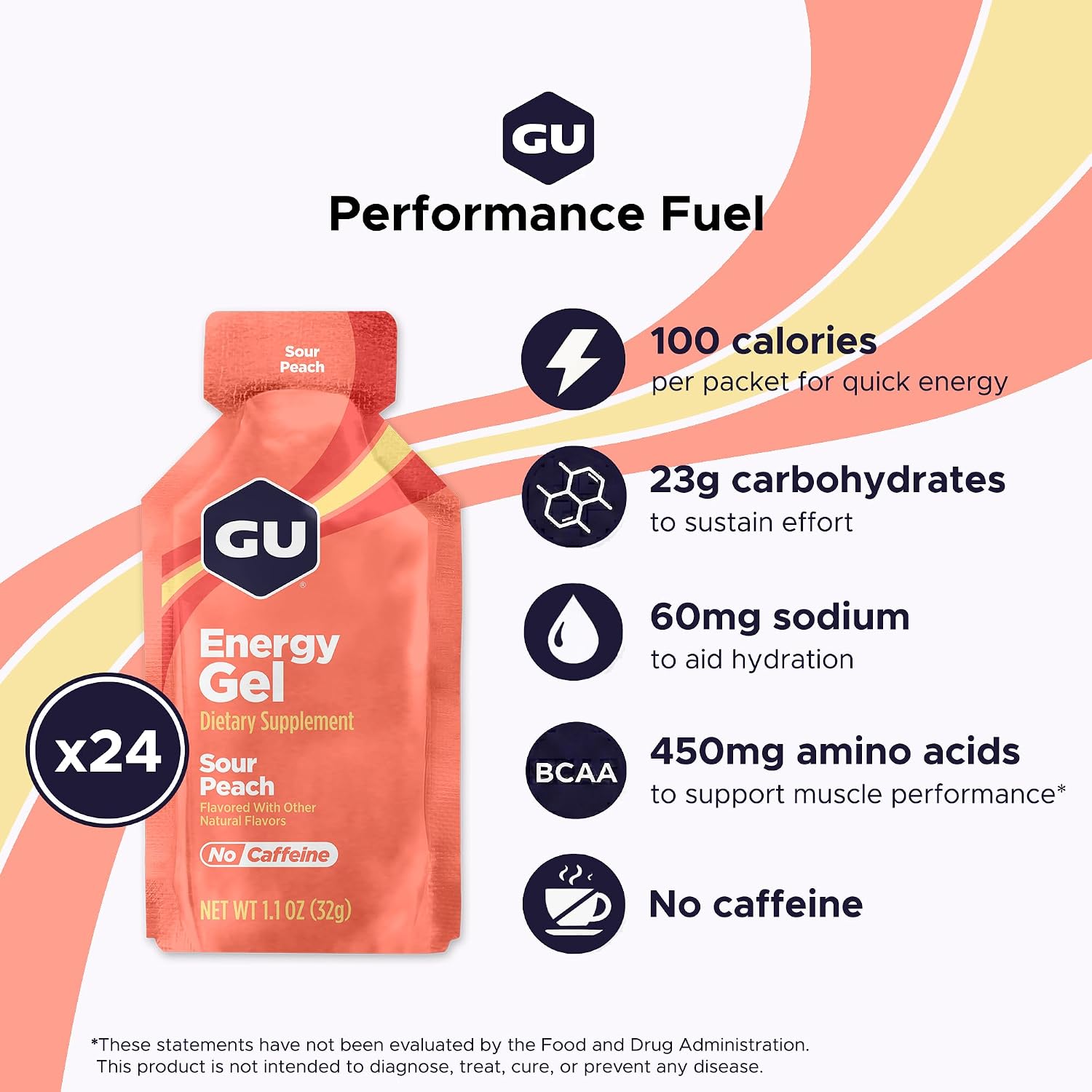GU Energy Original Sports Nutrition Energy Gel, Vegan and Dairy-Free On-the-Go Energy for Any Workout, Vanilla Bean, 8-Count