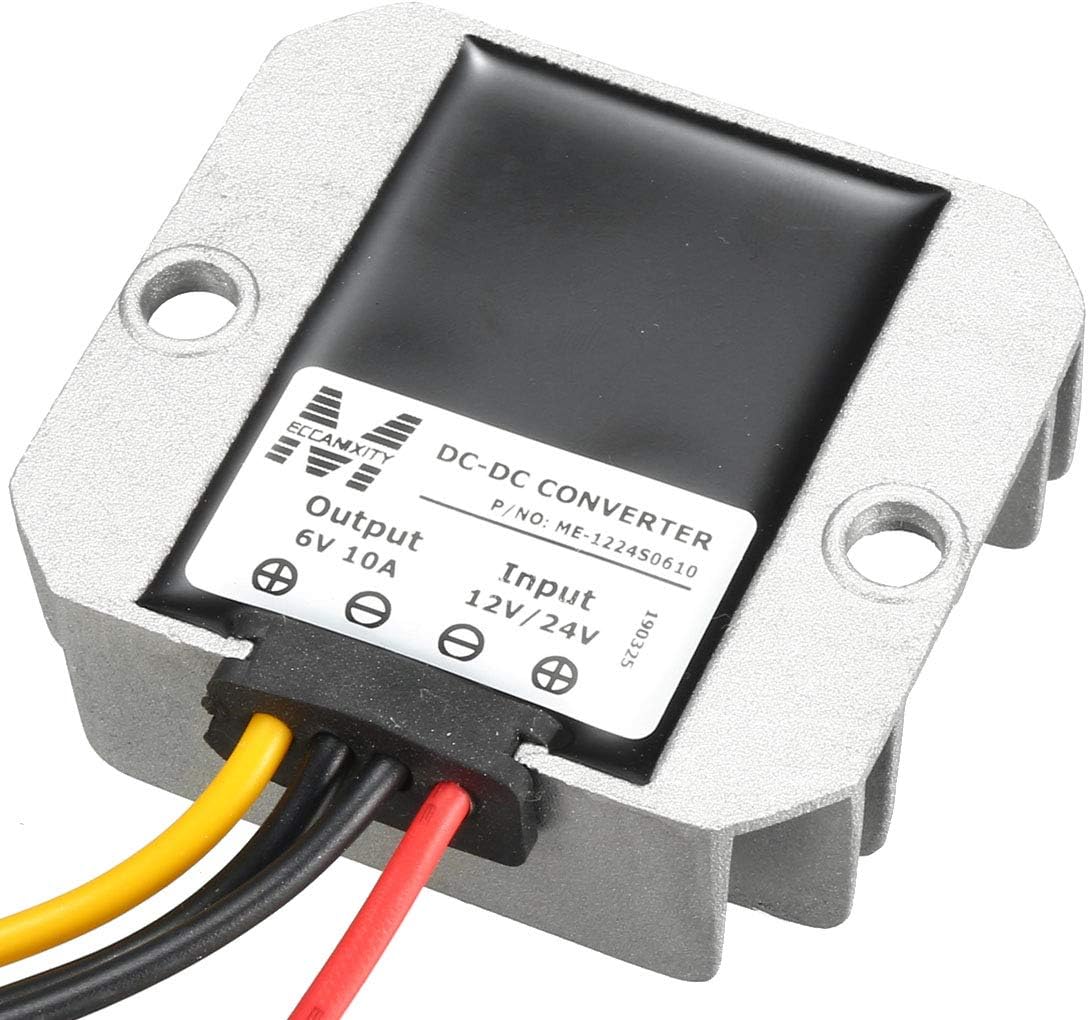 uxcell Power Voltage Converter DC 12V/24V to DC 6V 10A 60W Waterproof Voltage Convert Transformer