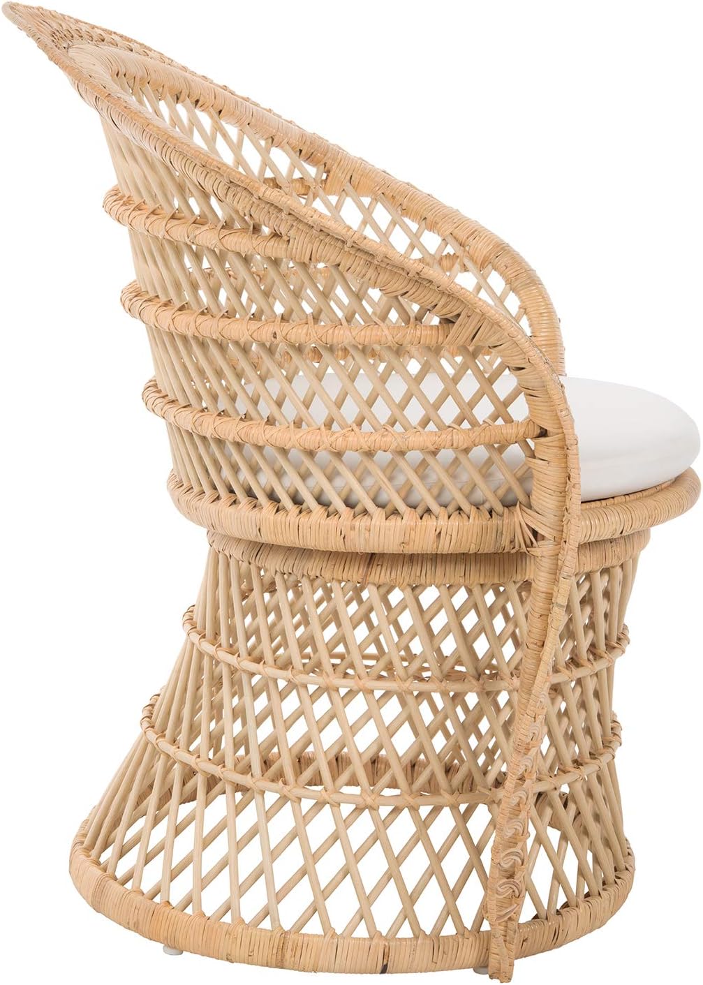 Kouboo Rattan Armchair – Natural Peacock Style Lounge & Dining Chair – Boho Patio Furniture, Indoor Accent Chair for Living Room