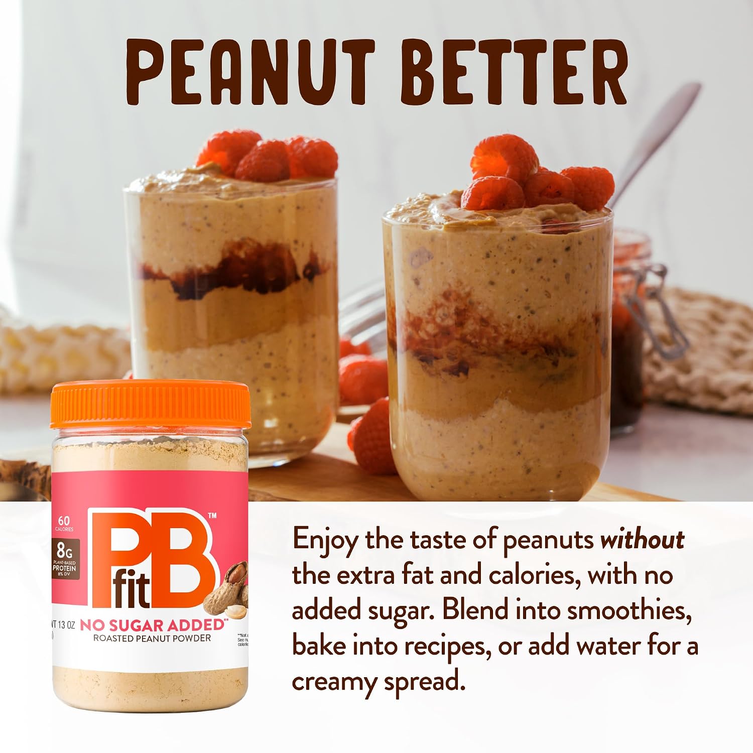 PBfit No Sugar Added Peanut Butter Powder 13 Oz, 8g Protein