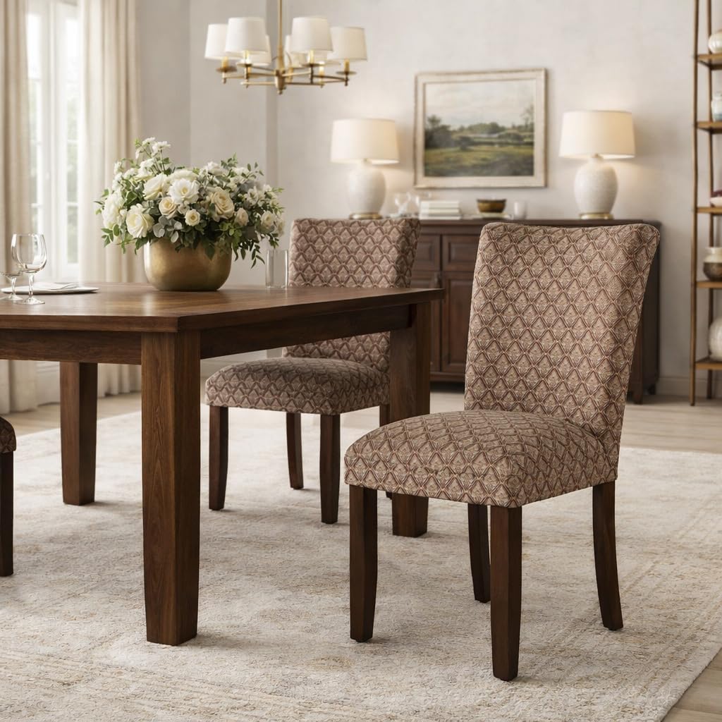 Homepop Home Decor | Classic Upholstered Parsons Dining Chairs | Set of 2 Accent Dining Chairs with Nailhead Trim, Natural Linen