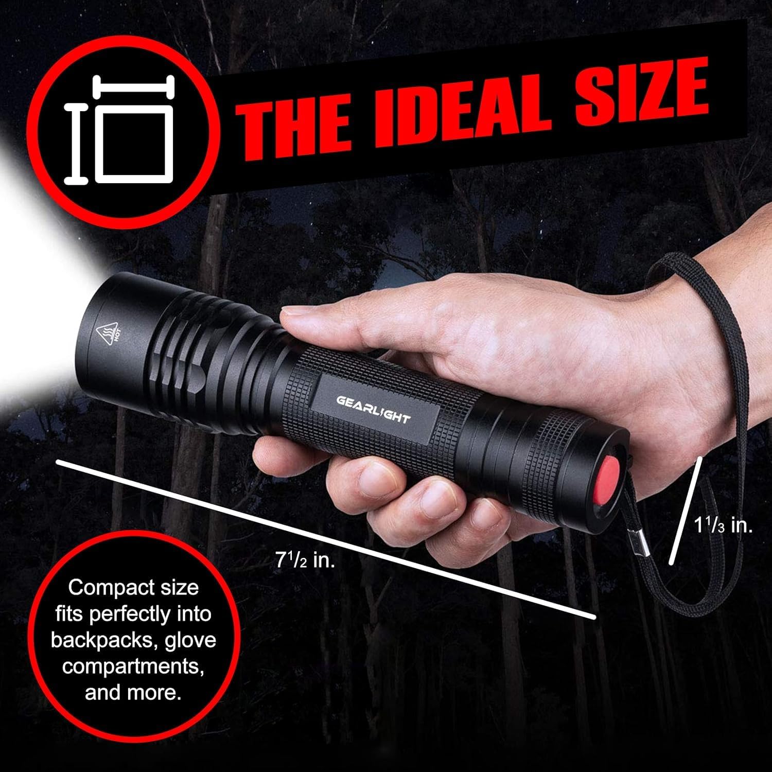 GearLight High-Powered LED Flashlight S1200 - Mid Size, Zoomable, Water Resistant, Handheld Light - High Lumen Camping, Outdoor, Emergency Flashlights - S1200-1 Pack, (Batteries Not Included)