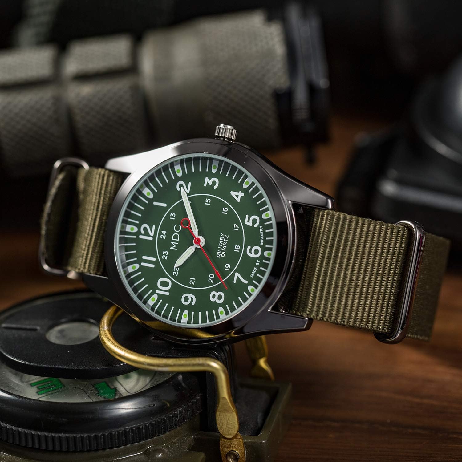 Infantry MDC Mens Military Field Watch, Japanese Quartz, Slip-Thru Nylon