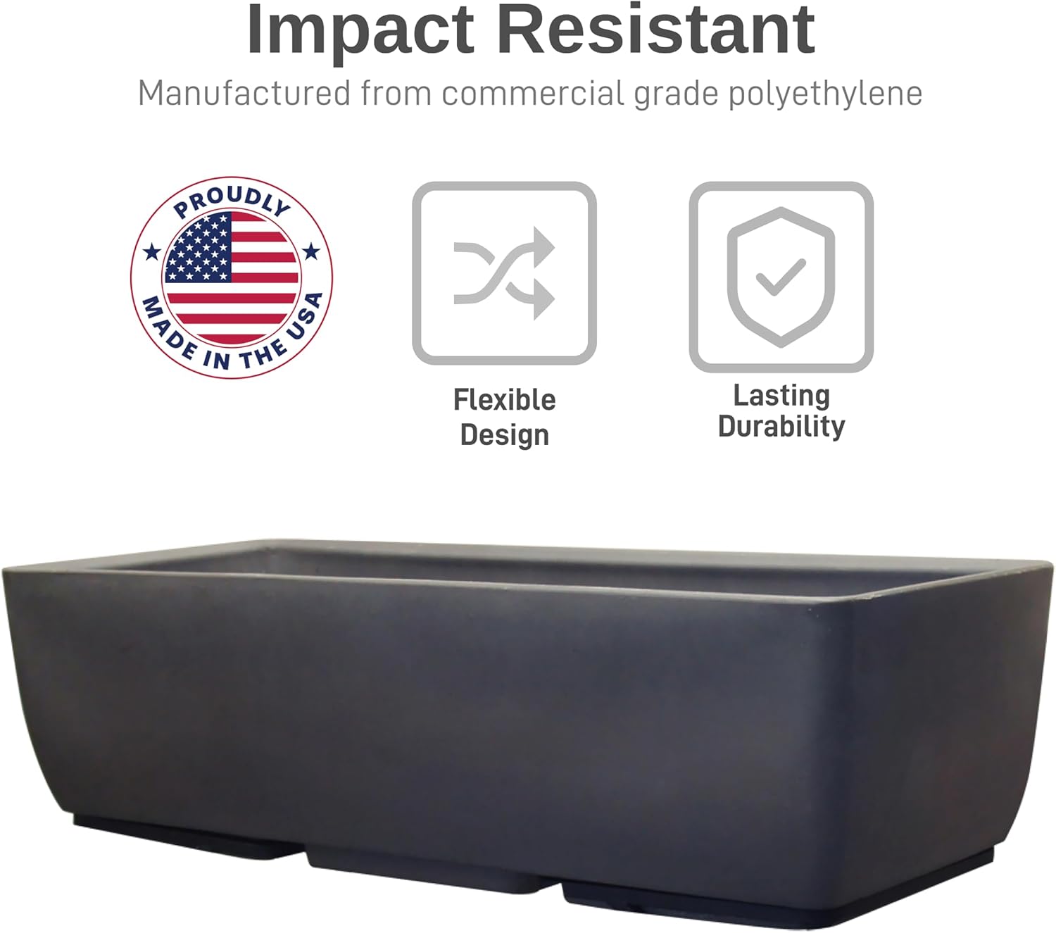 RTS Home Accents 30" Urban Rectangular Garden Planter, Graphite - Stylish, Durable, and Weather-Resistant Planter for Outdoor Gardens, Patios, and Urban Spaces