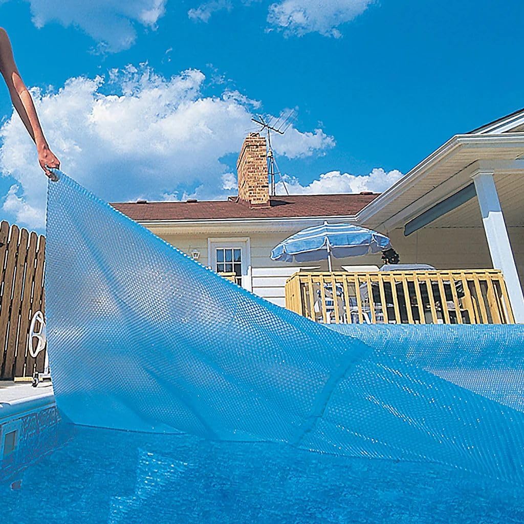 Blue Wave 16x32-ft Rectangle Solar Pool Cover 12-Mil Blue – Solar Cover for Above Ground Pool & Inground Pool, Thermal Bubble Blanket for Heat Retention & Reduced Evaporation