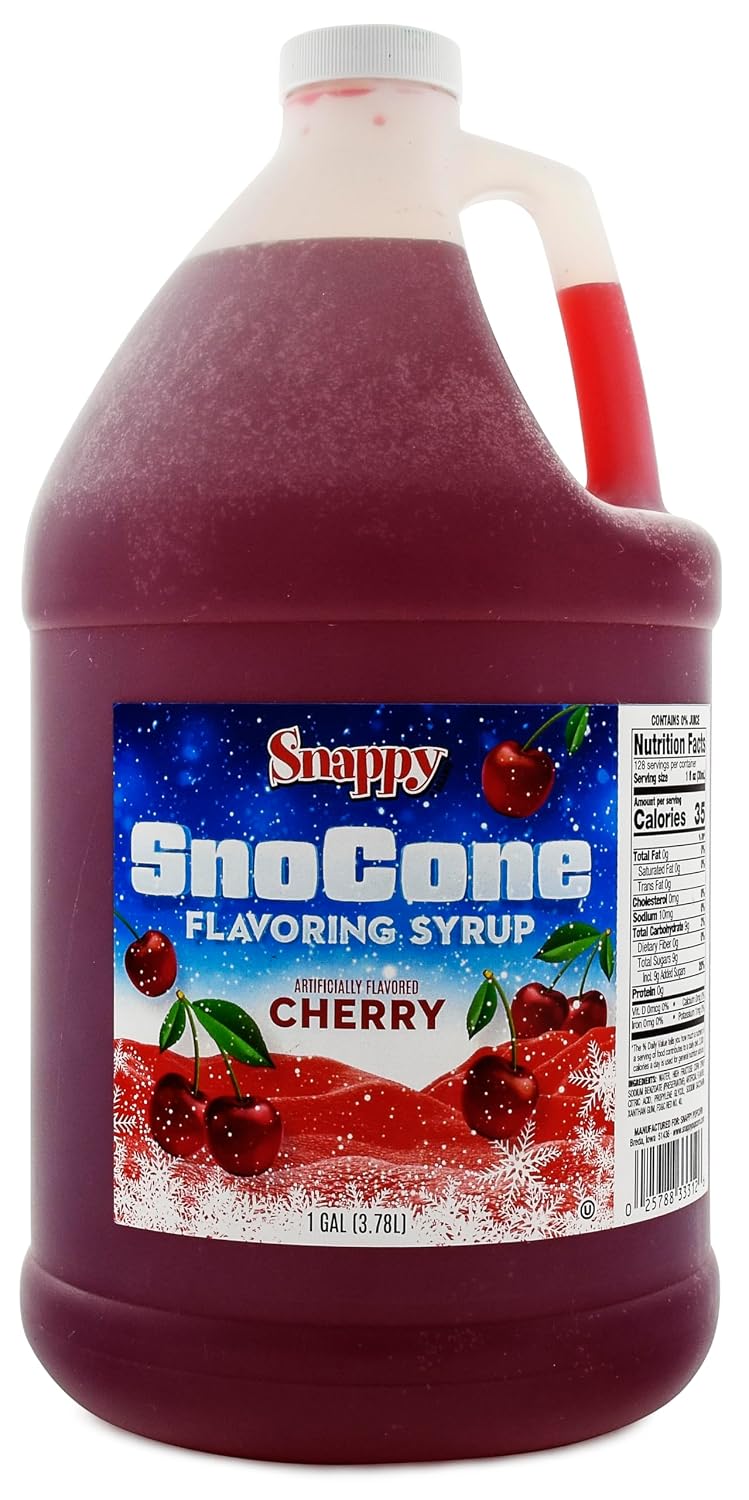 Snappy Blue Raspberry Sno Cone Syrup, 1 Gallon (128 oz), Ready to Use for Snow Cone Machines and Shaved Ice