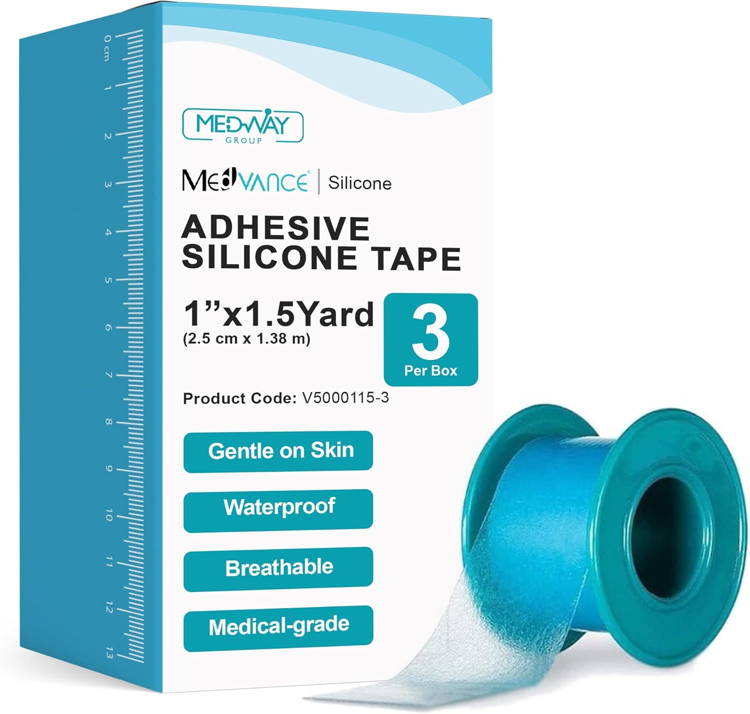 MedVance Silicone Adhesive Medical Tape, Scar Sheet,1" x5' (1 Pack)