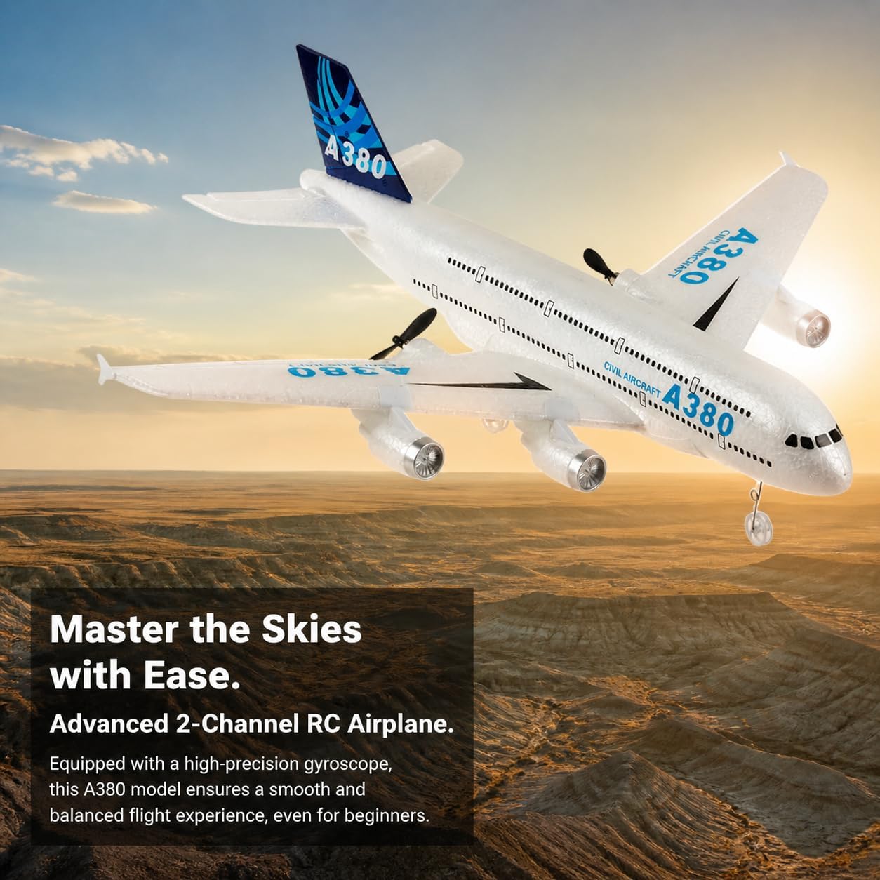 RC Airplane Airbus A380, Easy to Fly RC Plane for Kids Beginner & Adults
