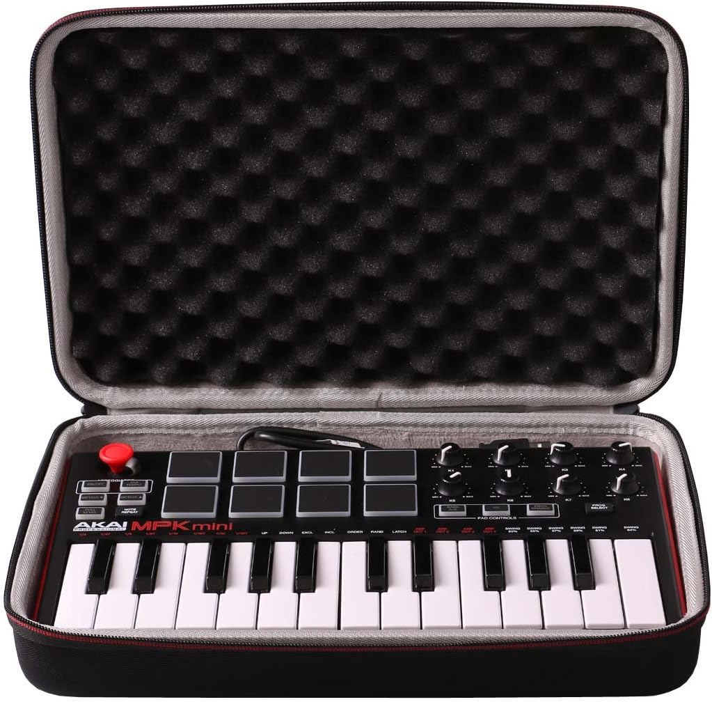 LTGEM Case Compatible with Akai Professional MPK Mini MK3 / MPK Mini Play MK3 25 Key USB MIDI Keyboard Controller, Black+Gray(Case Only)