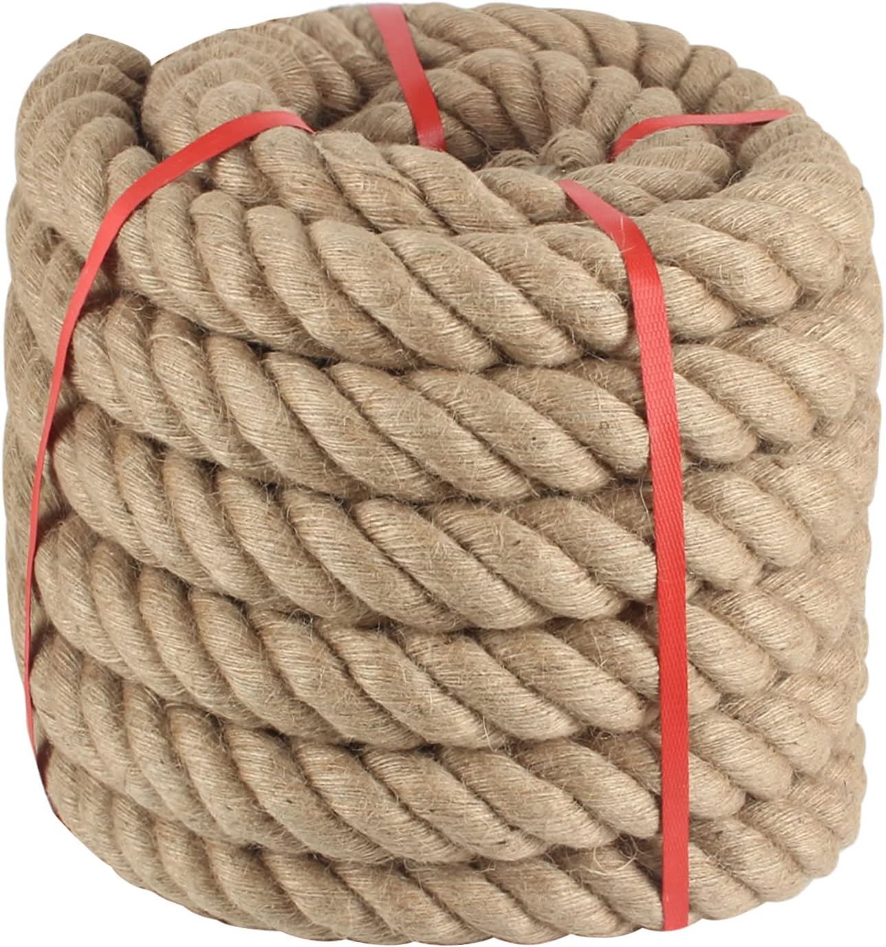Jute Rope 1 in x 100 ft Thick Twisted Manila Ropes Natural Hemp Rope for Swing Bed, Railing, Crafts, Docks, Tug of War, Decorating, Nautical, Landscaping, Hammock