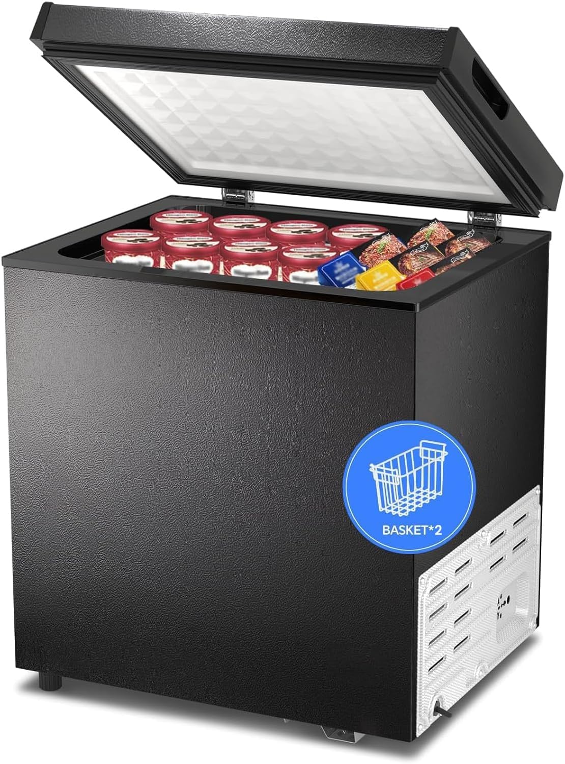 Kismile 7.0 Cubic Feet Chest Freezer, Deep Freezer for Home, Black
