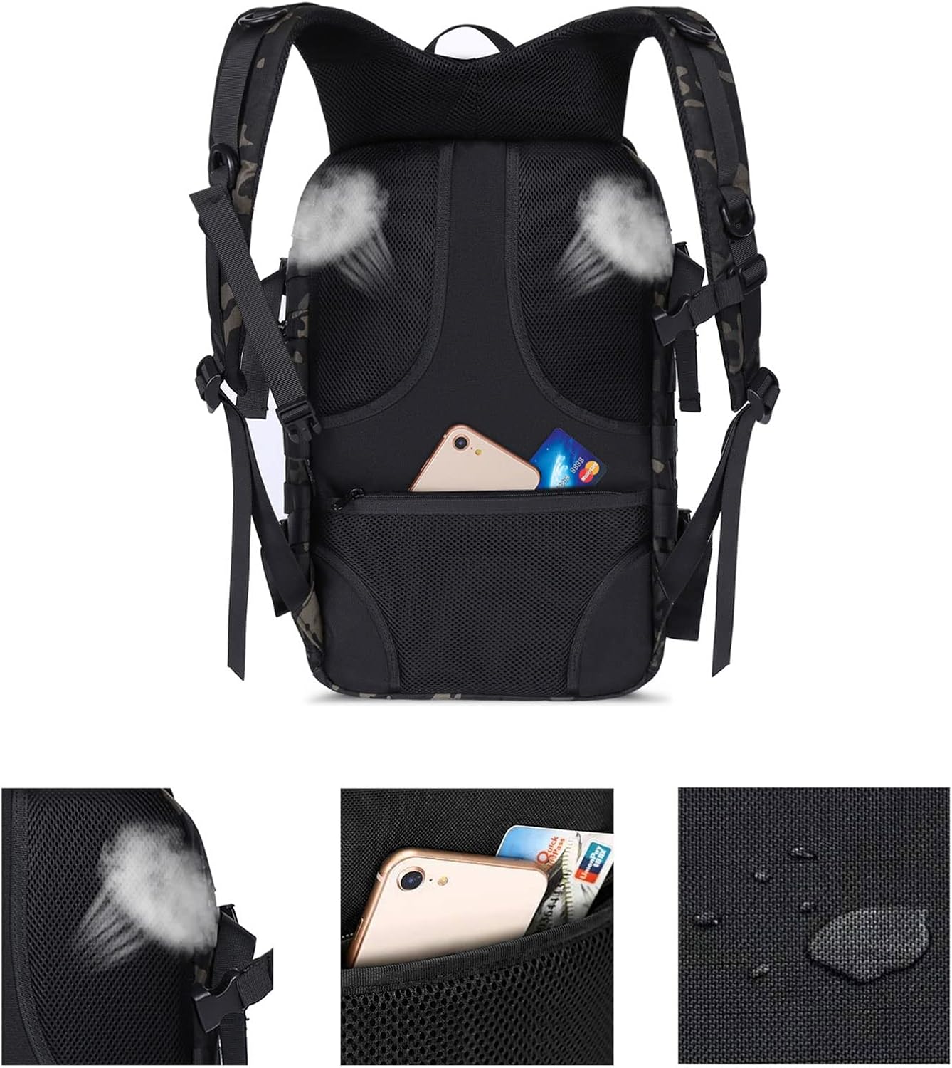MOSISO 30L Tactical Backpack, Military Daypack, Night Camouflage