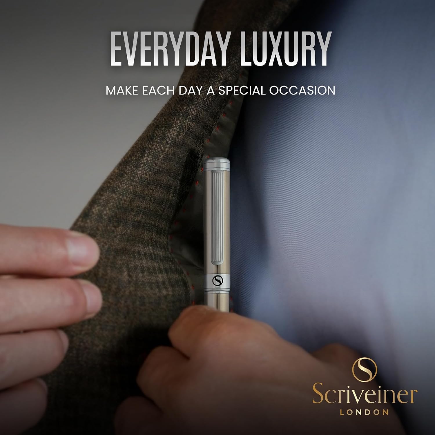Scriveiner Silver Chrome Fountain Pen - Stunning Luxury Pen, Real Gold Finish Schmidt Gilded Nib (Medium), Best Pen Gift Set for Men & Women