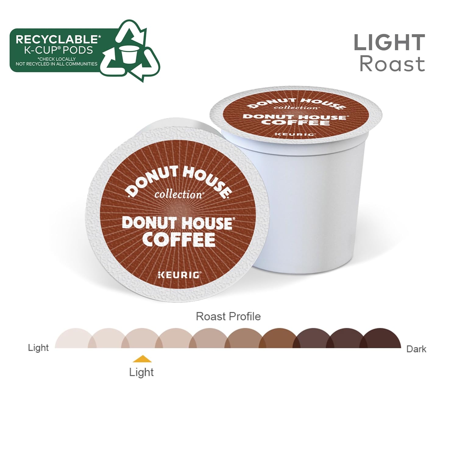 Donut House Collection Chocolate Glazed Donut, Single-Serve Keurig K-Cup Pods, Flavored Light Roast Coffee, 24 Count