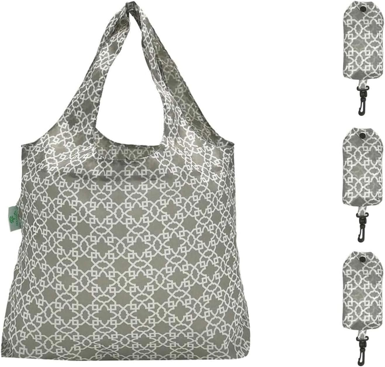 HOLYLUCK Reusable Grocery Bags,Heavy Duty Foldable Shopping Tote Bag (Standard, 3 Blue Geometric Flowers)