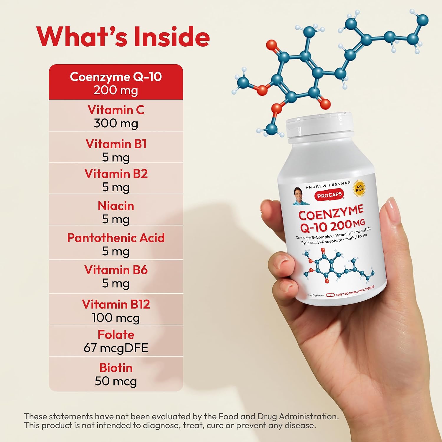 ANDREW LESSMAN Coenzyme Q-10 200 mg 30 Capsules - Essential for Energy Production and Optimum Key Organ Function, Anti-Oxidant Support, Depleted by Aging, Plus B-Complex. Easy to Swallow Capsules | 200 mg Coenzyme Q-10 plus bioavailable B Vitamins & Vita…
