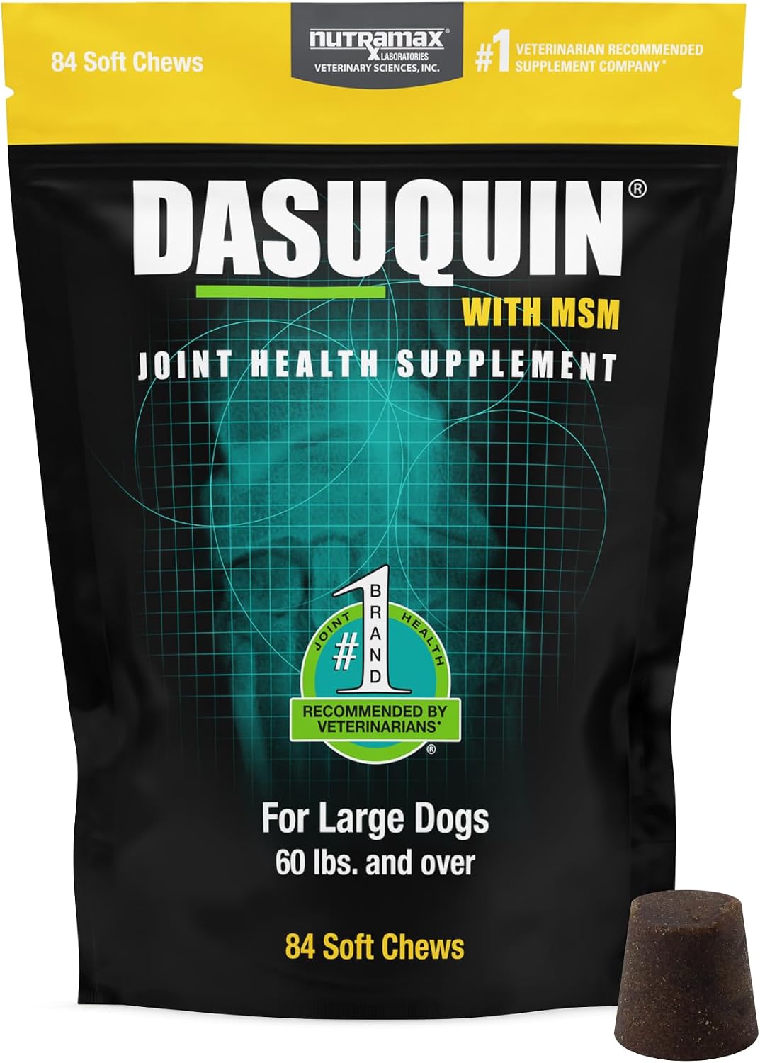 Nutramax Dasuquin MSM Joint Supplement for Large Dogs, Soft Chews, 84ct | Glucosamine and Chondroitin, ASU, MSM, Supports Healthy Joints, For Dogs Over 60 lbs, All Ages, Soft Chews