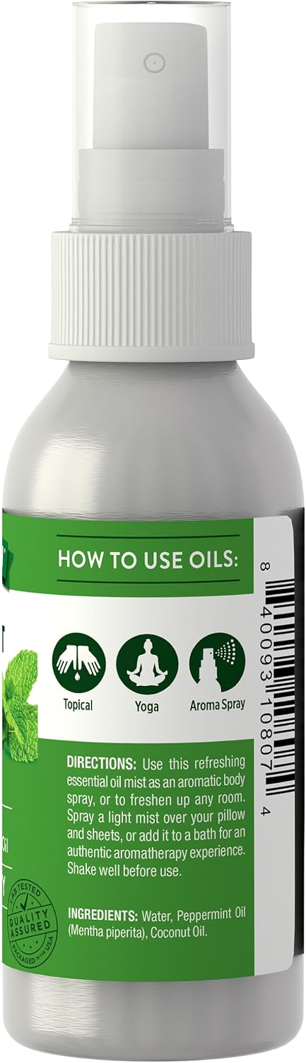 Nature's Truth Peppermint Essential Oil Spray | 2.4 Fluid Ounces | for Aromatherapy | Plant Based, Non-GMO & Gluten Free
