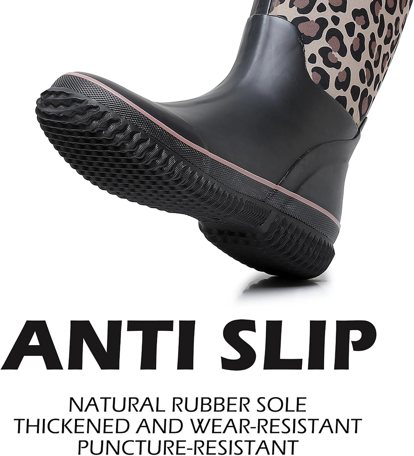 WTW Womens Mid Calf Rain Boots - Waterproof Insulated Neoprene Rubber Boots Mud Outdoor Hunting Garden Boots
