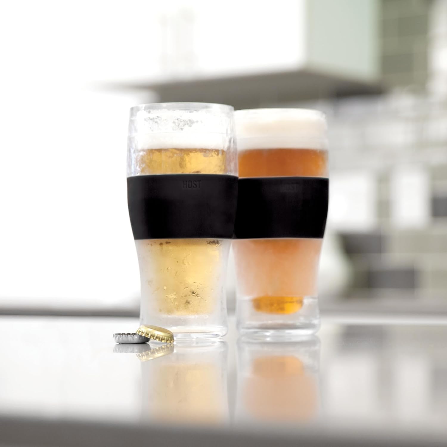 Host FREEZE Beer Glasses, Frozen Beer Mugs, Freezable Pint Glass Set, Insulated Pint Glass to Keep Your Drinks Cold, Double Walled Insulated Glasses