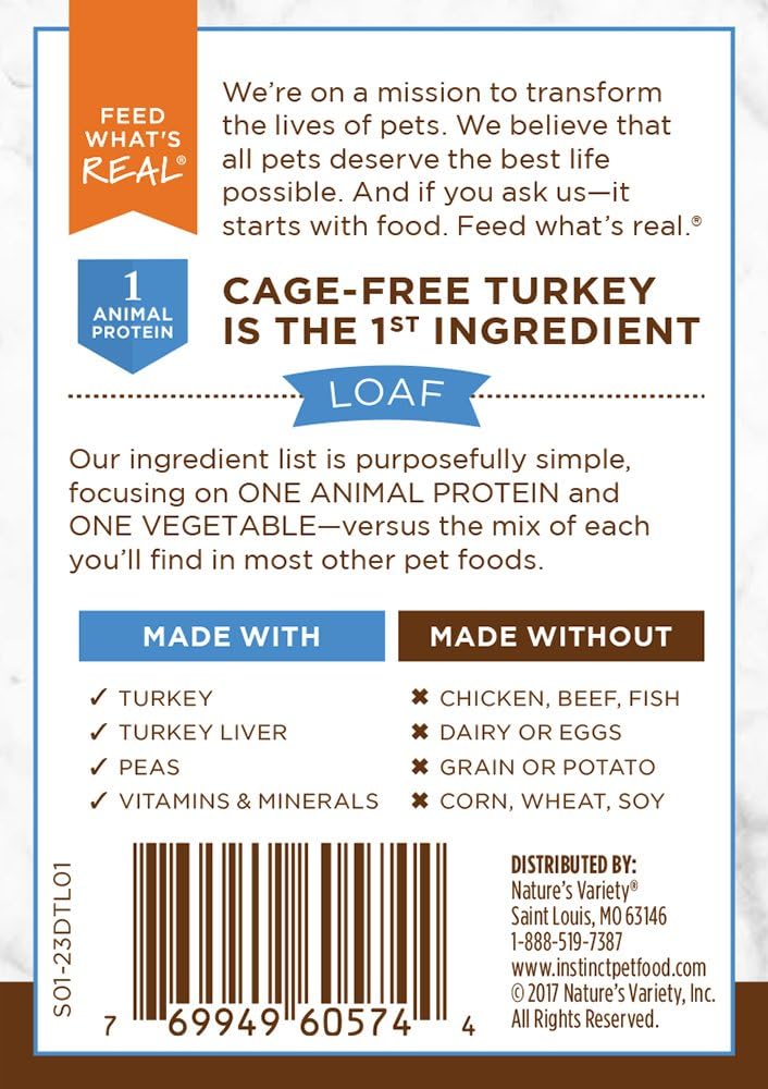 Instinct Limited Ingredient Diet, Wet Canned Dog Food, Grain Free - Real Turkey, 13.2 oz. Cans (Pack of 6) | Single animal protein and vegetable recipe, delicious loaf texture, real turkey entree, gentle on sensitive stomachs