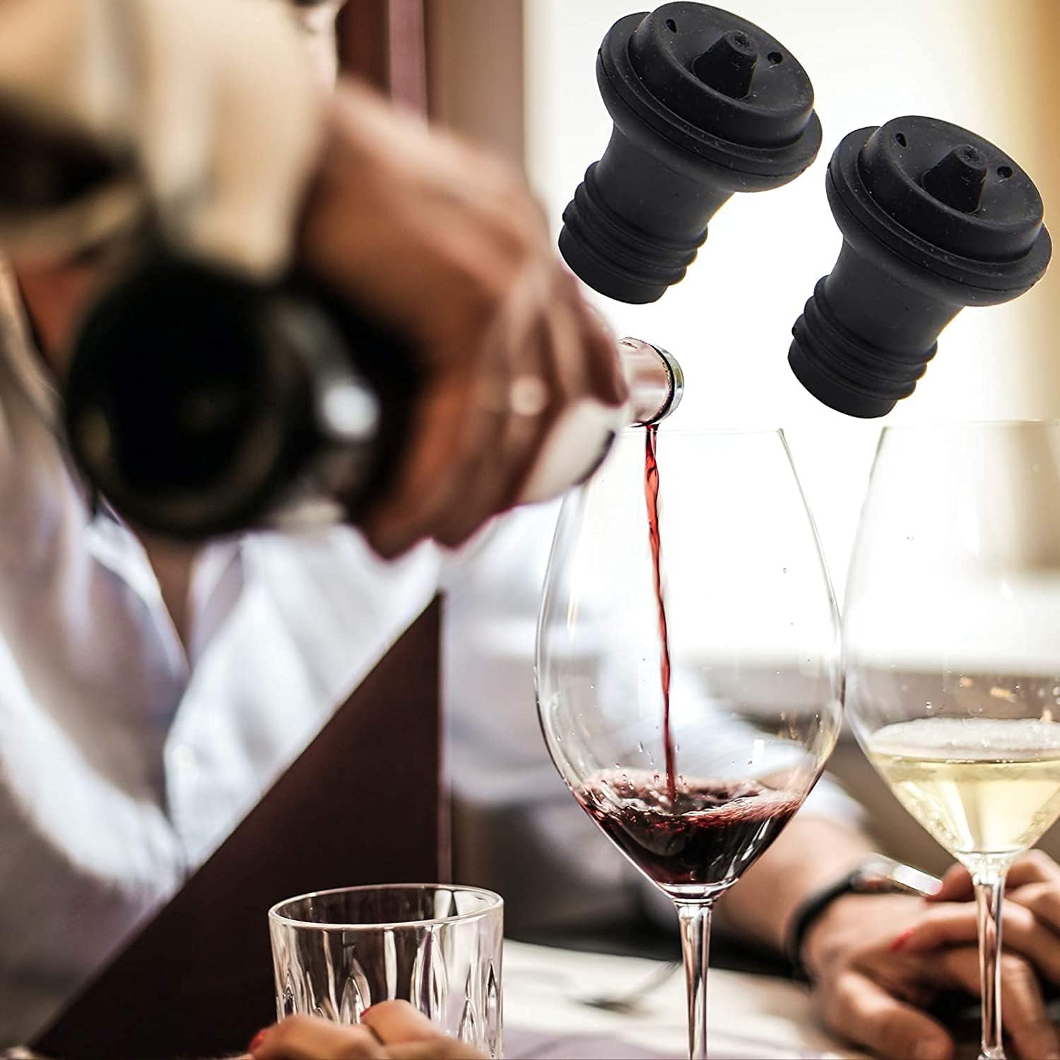 Wine Saver Vacuum Stoppers - Set of 6 Rubber Stoppers for Wine Preservation