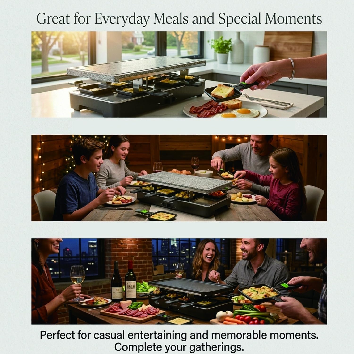Artestia 1700W Raclette Electric Party Grill for 6–8 People | Korean BBQ Table Grill & Raclette Cheese Melting Grill, Nonstick & Granite Plates