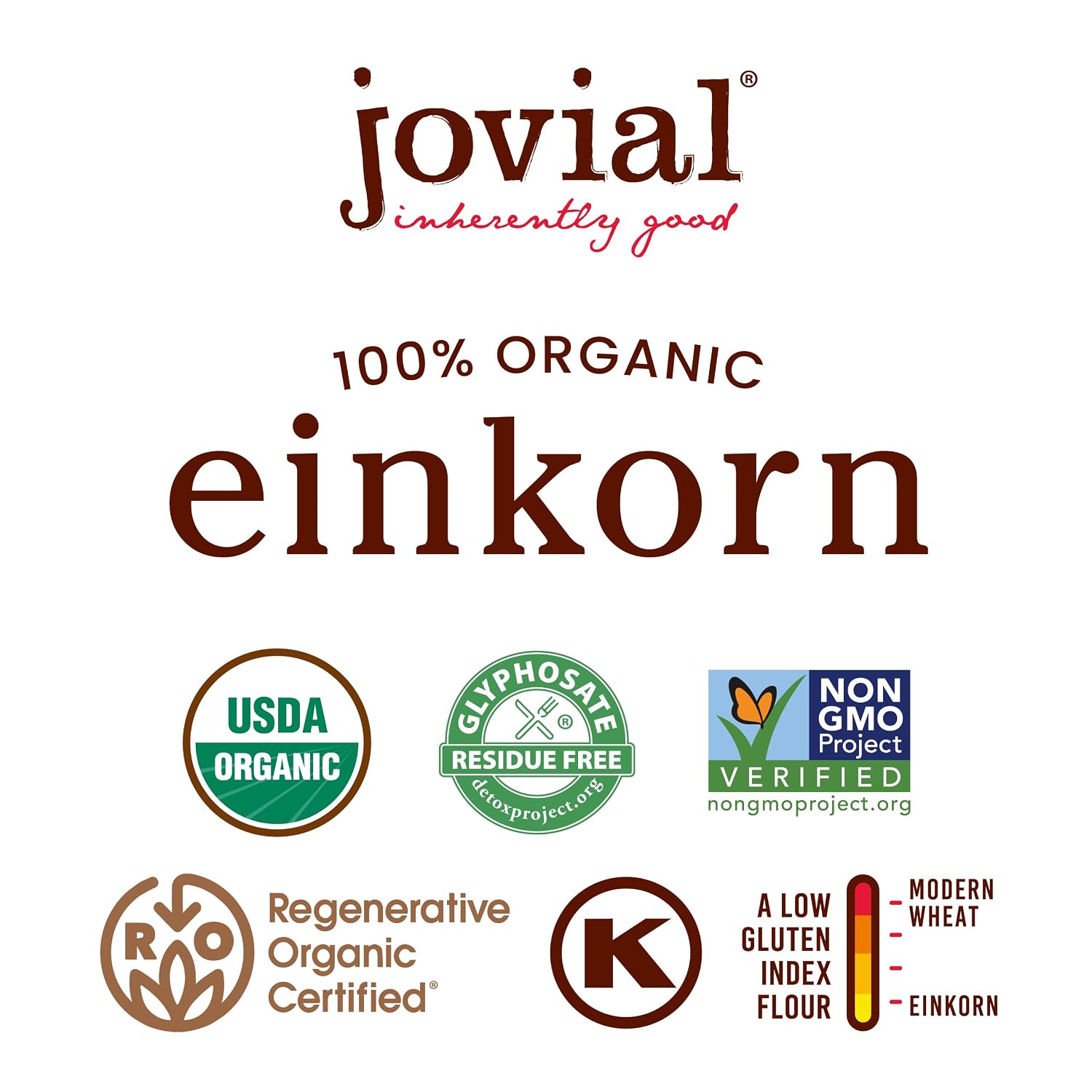 Jovial Einkorn 100% Organic Wheat Berries - Einkorn Berries, Organic Farro, High Protein, Non-GMO, USDA Certified, Lower Carb, Whole Grain, Product of Italy - 16 Oz