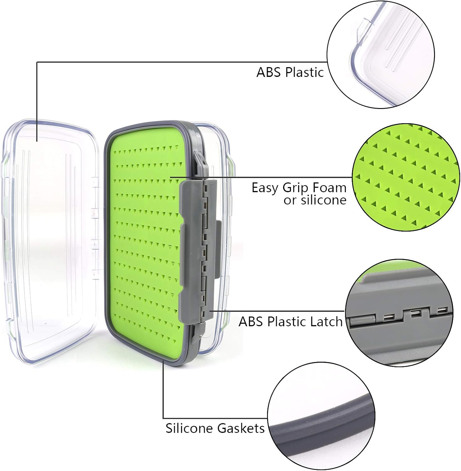 Maxcatch Waterproof Double-Sided Fly Box - Lightweight & Durable Fly Fishing Box with Clear Lid & Easy Grip Foam for Dry & Wet Flies Storage