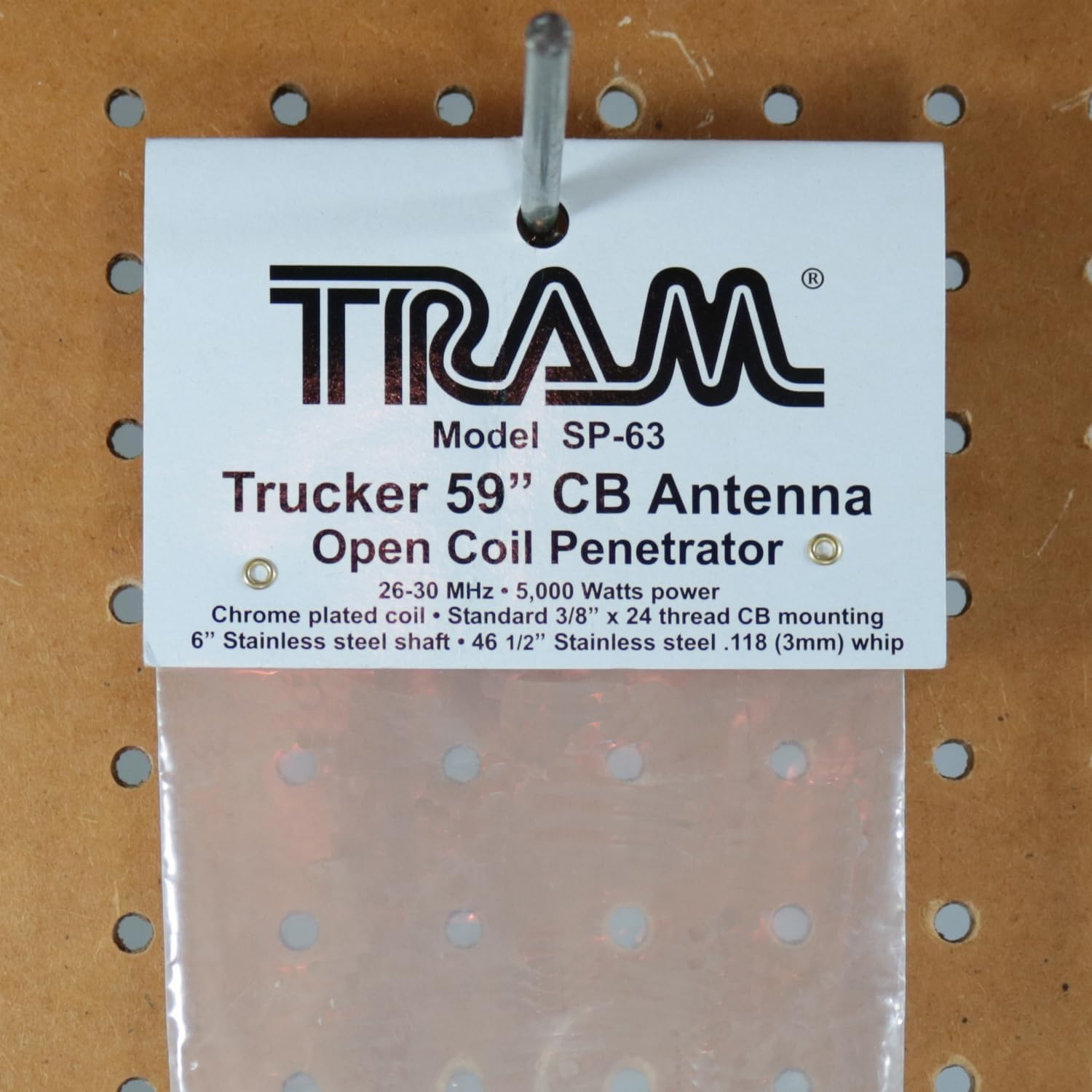 Tram 5,000-Watt Penetrator Sparrow 26 MHz to 30 MHz CB Antenna with 49-1/4 Inch Stainless Steel Whip and 6-Inch Shaft