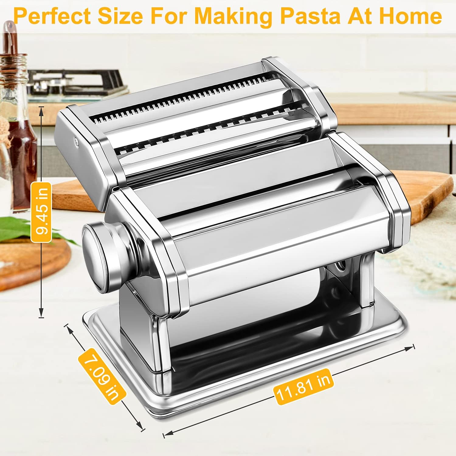 Sailnovo 3-in-1 Pasta Maker with 9-Setting Pasta Roller & Cutters